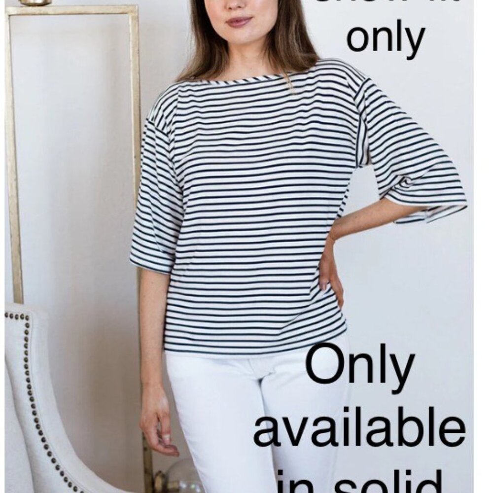Jaclyn Wide Sleeve Boatneck Bamboo Top BLACK